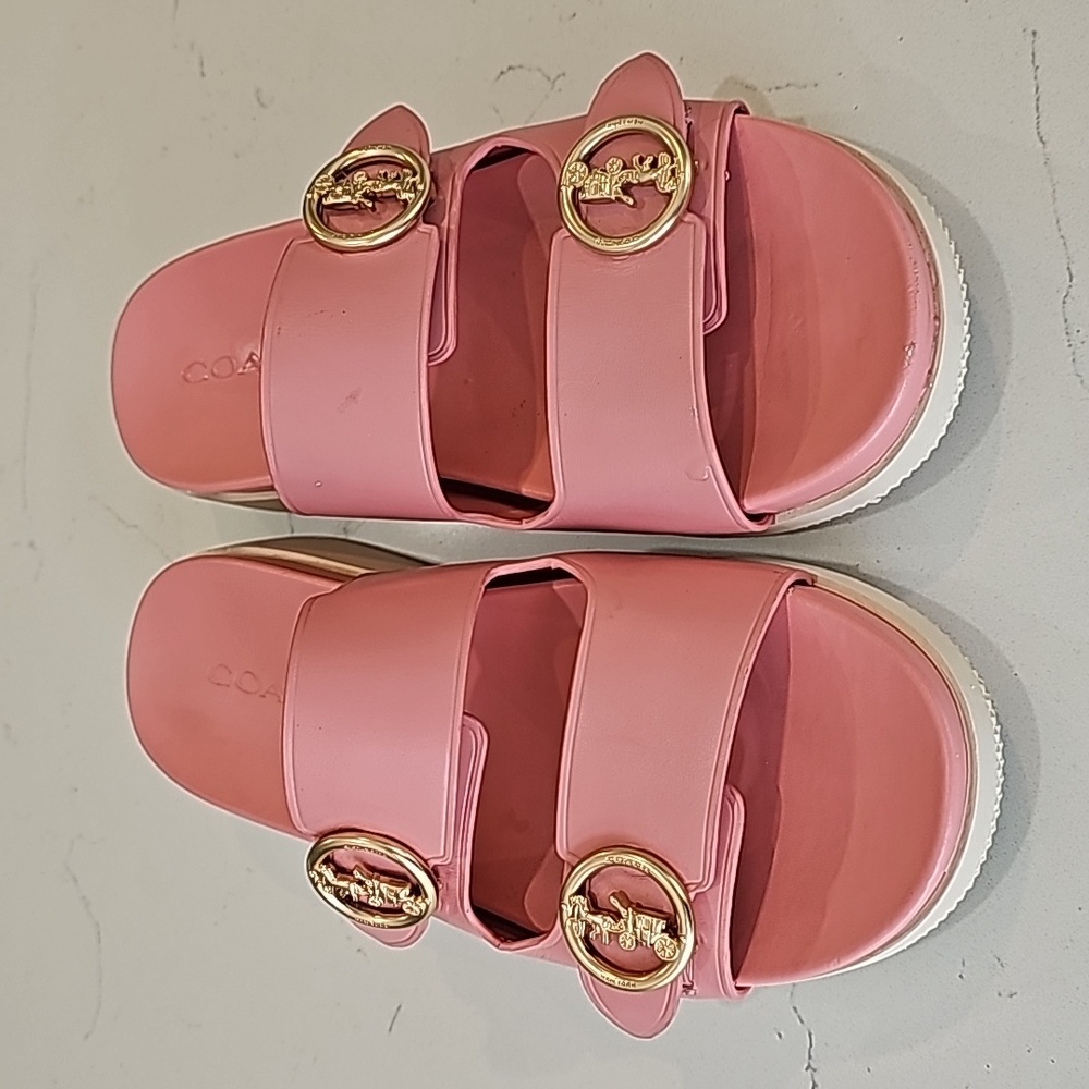 Coach Platform Sandals, Pink, Size 7.5
